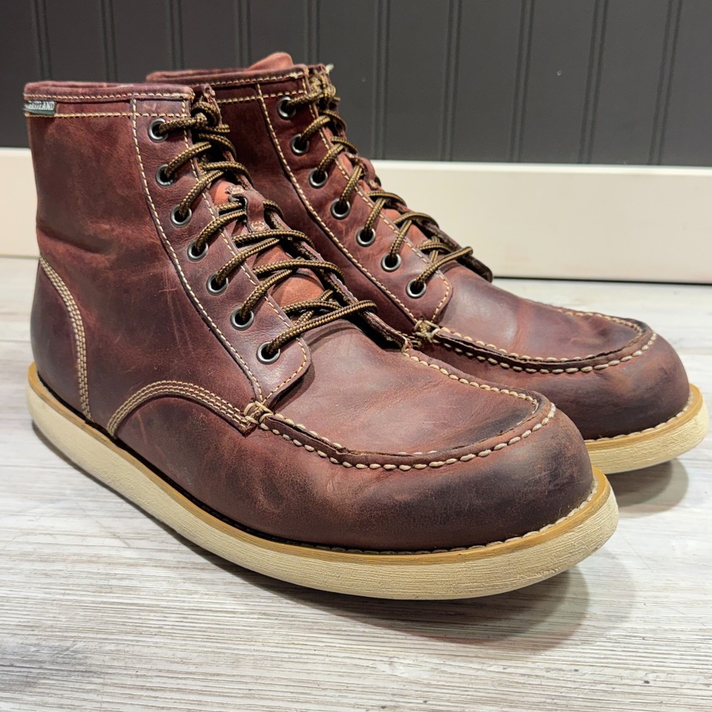 Eastland Loomis Moc Toe Boots Mens 11D Brown Leather Wedge Sole 7779-100